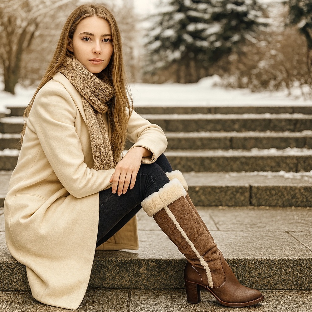 MICHAEL KORS Shearling Leather Heel Boot